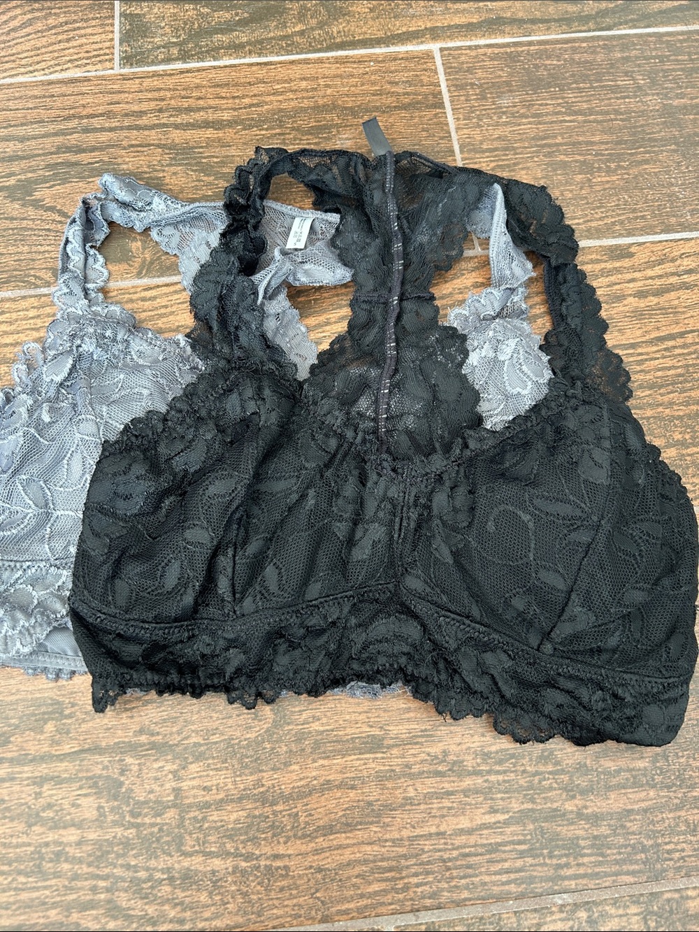 Lace Racerback Bralette - Black and gray
